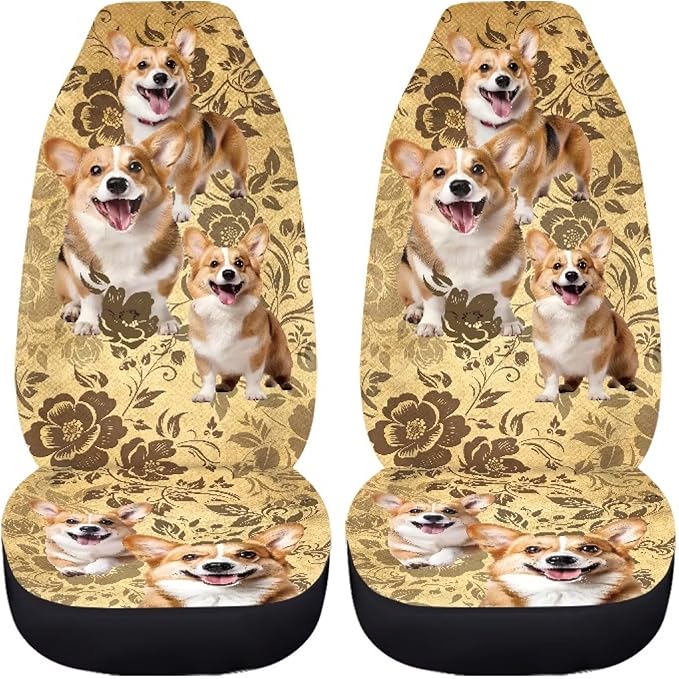 Car Seat Covers Set of 2, Seat Protector for Car Front Seat,Universal Auto Print Seat Covers for Cars SUV Trucks(Dog 81)
