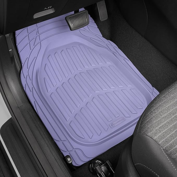 Lavender Purple Car Floor Mats - Universal Trim to Fit All Weather Purple Car Accessories - Girl Car Accessories for Women & Cute Car Mats for Women Lavender Girly Car Decor Truck & SUV