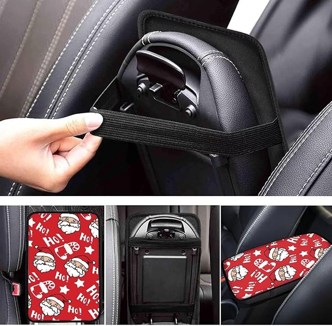 Christmas Hoho Car Armrest Storage Box Mat Car Center Console Cover Car Armrest Seat Box Cover for Most Vehicle, SUV, Truck Car Decors