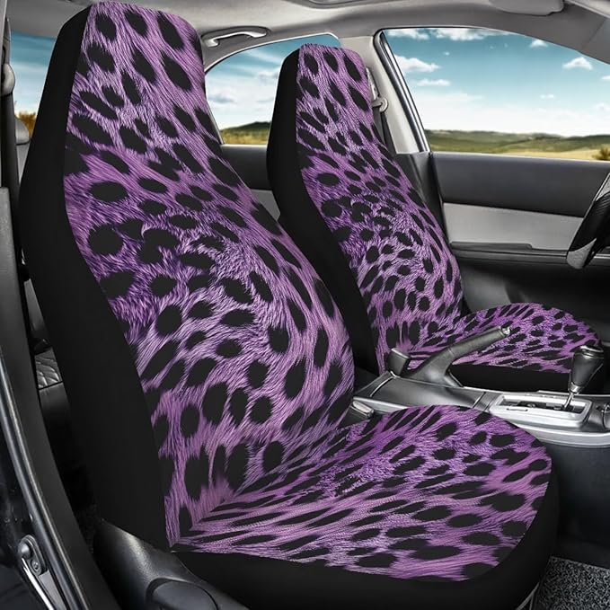 Car Seat Covers Protector Cushion for Women Men Girls Boys, Purple Leopard Print Design Car Interior Cover