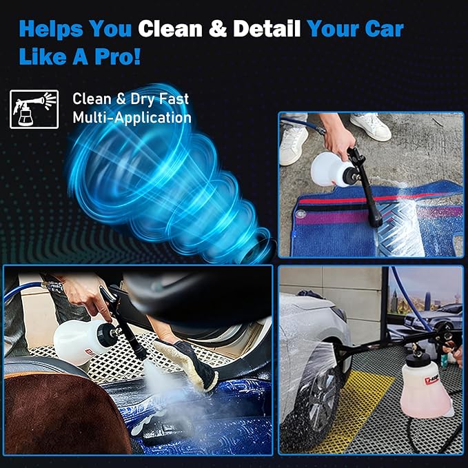 Professional Car Cleaning Gun - Tough Stain Remover for Auto Upholstery, Leak-Proof Multi-Purpose Air Pulse Detail Cleaner Kit, Air Compressor Compatible for Home & Vehicle Interior/Exterior