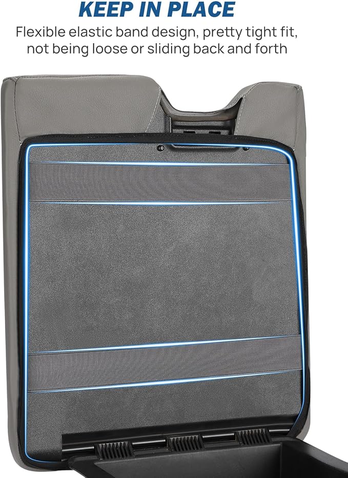 JOYTUTUS Center Console Cover Compatible with 2015-2026 Ford F150, 2017-2026 F250 F350 F450 with 40/20/40 Jump Seat, Leather Armrest Cover Center Console Cushion, Gray (Jump Seat Only)