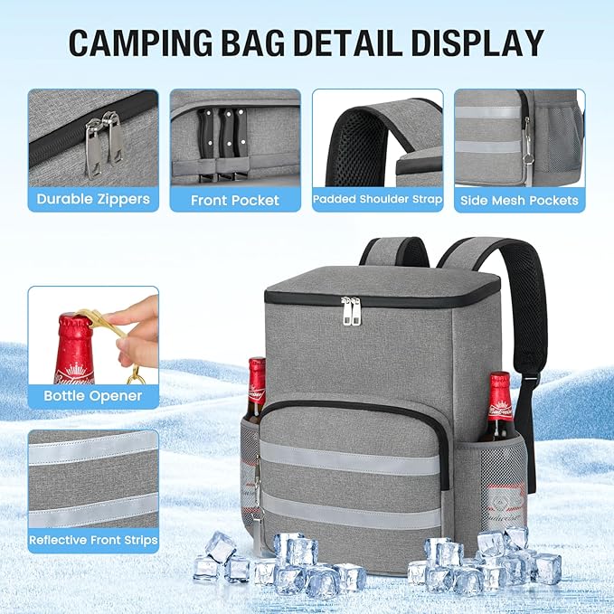 Backpack Cooler - 54 Cans Large Capacity Insulated Leak Proof Backpack for Men & Women, Cooler Bag Picnic Camping Beach Hiking Travel Lunch Backpack