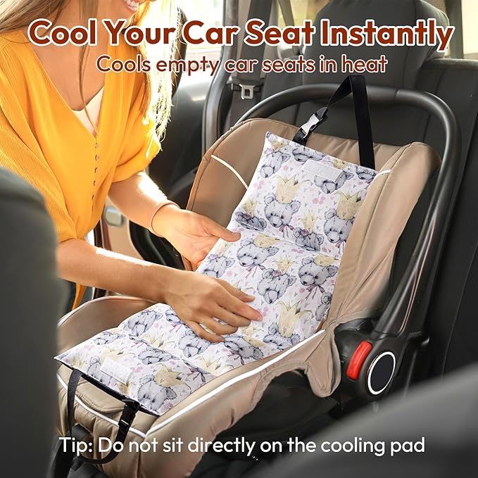NCVI Car Seat Cooling Pad with Ice Packs, Quick-Cool Insulated Car Seat & Stroller Cover for Hot Weather, Sun Protection Seat Cooler for Babies, Kids & Pets, Foldable Summer Travel Essential