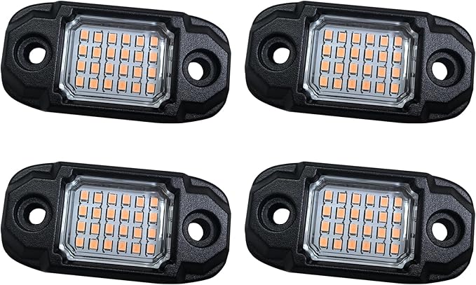 4 Pods Purple Rock Lights 24 LEDs Chips Waterproof Neon Trail Rig Lamp Underglow Light for Car Truck Motorcycle SUV ATV UTV