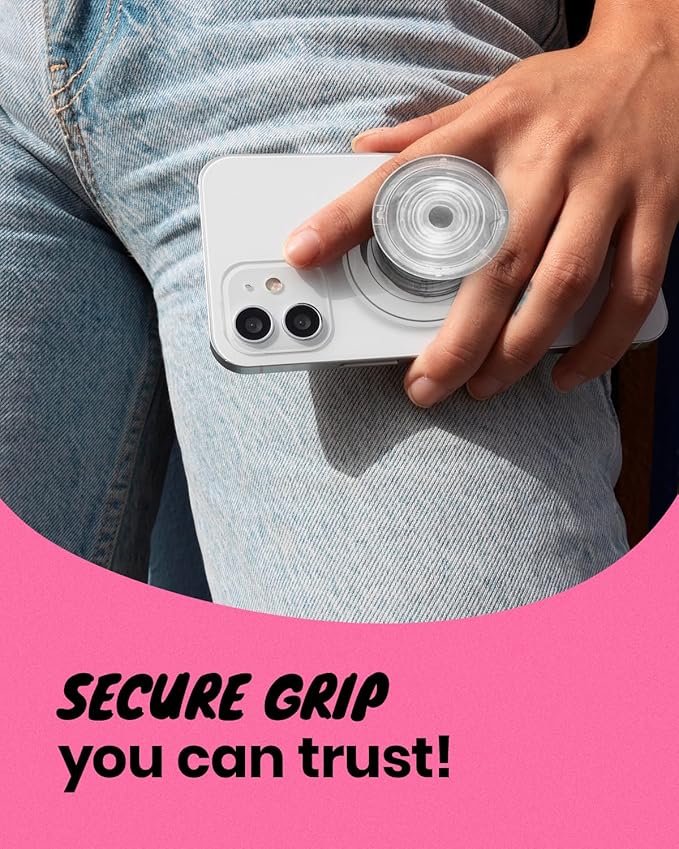 On The Grip Compatible with Magsafe Ultra-Thin Collapsible Phone Grip – Sleek Magnetic Phone Holder for iPhone & Android, 360 Rotation, Wireless Charger Compatible, Durable & Portable (White)