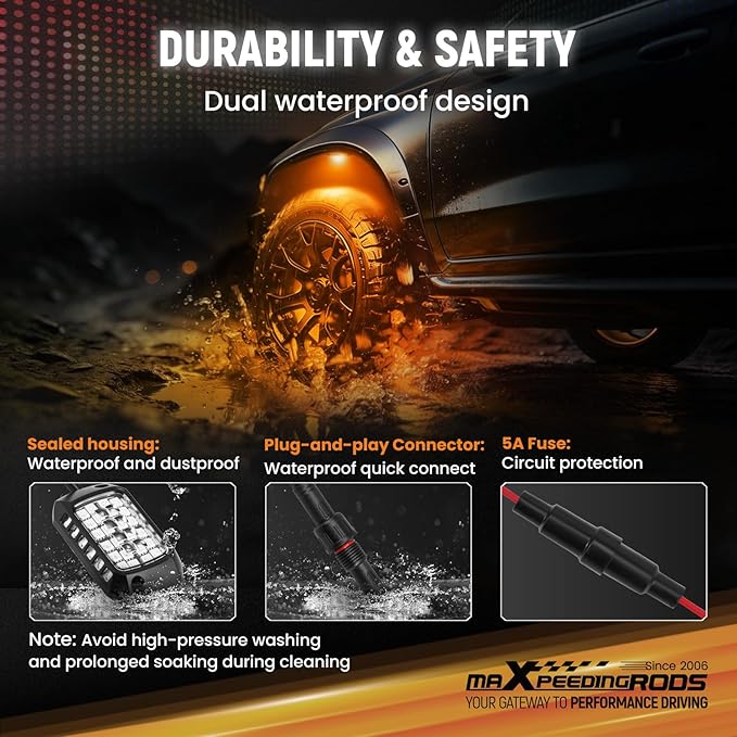 maXpeedingrods Rock Lights with 3D Lens, 12 Pods RGB Underglow Light Kits 432 LEDs, with Remote Control App Music Microphone Mode, Waterproof Wheel Lights for Off-raod Truck SUV Truck RV RZR Boat 12V