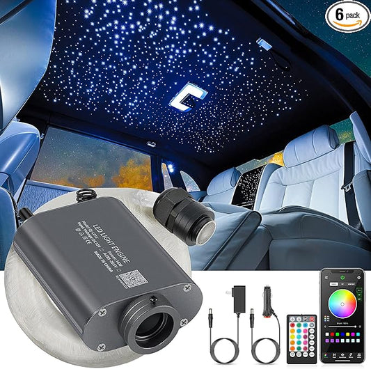 16W Starlight Headliner Kit, Star Lights for Car Roof&Home Decoration, Fiber Cable 450pcs of(0.03+0.04+0.06in)*9.8ft RGBW Star Light Headliner with Bluetooth APP/Remote/Music Mode