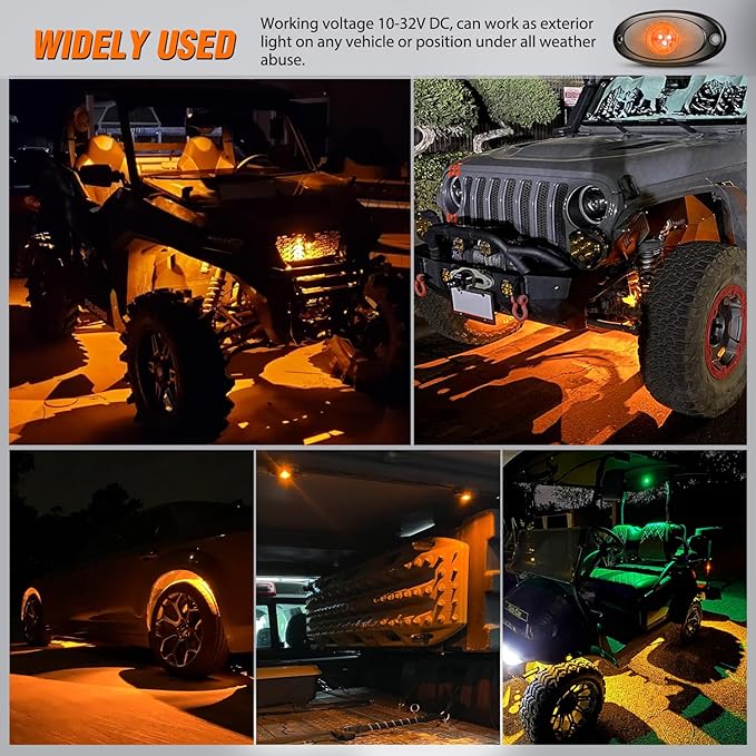 Nilight LED Rock Light 6PCS Amber Underglow Wheel Well Fender Pods Waterproof Exterior Underbody Roof Rack Side Lamps for 12V 24V Car Truck Pickups ATV UTV SUV Motorcycle Boat
