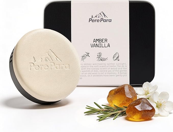 Leather & Metal Car Air Freshener, 2-Way Vent & Hang Design, Refillable Long Lasting Diffuser with 2 Refills, Natural Amber Vanilla Scent, Stylish Auto Accessory for Cars & SUV