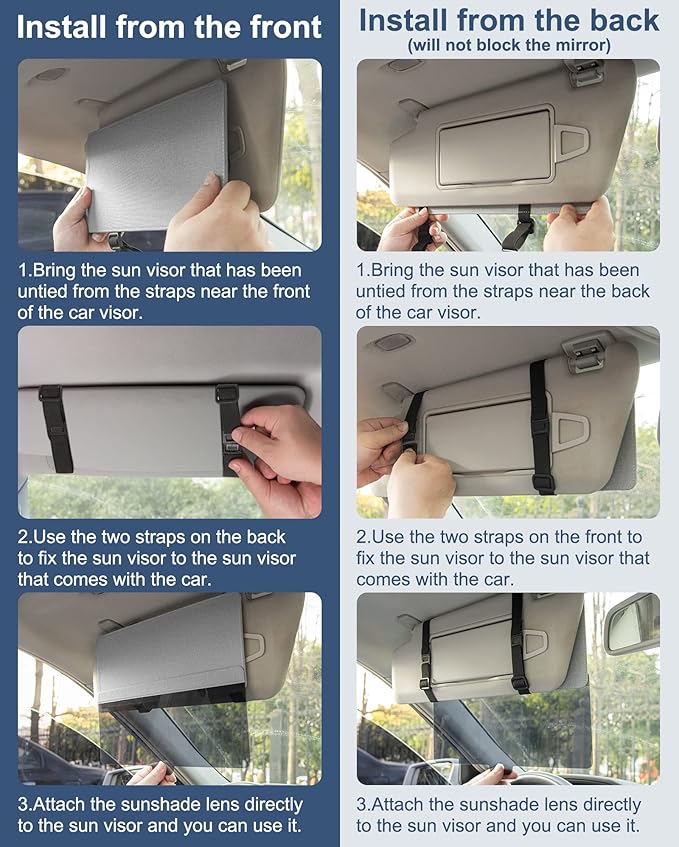 NAZZO Polarized Car Sun Visor Extension, Upgraded Magnetic Sunshade with PC Lens, Anti-Glare Car Visor Sun Blocker for Safe Driving, UV-Filtering/Protection
