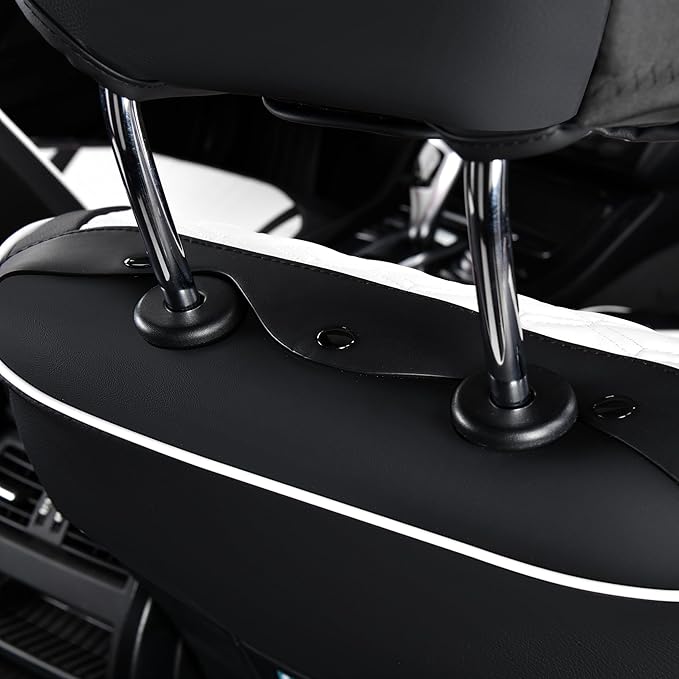 FLORICH Leather Cars Seat Covers Front Pair Seat Covers for Car Waterproof Automotive Seat Cover Vehicle Seat Interior Cushion Universal Fit for Most Car Truck SUV, Black&White