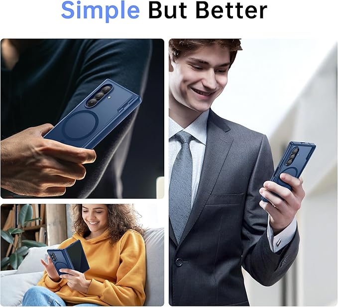 MOBOSI Magnetic for Z Fold 7 Case with Privacy Screen Protector, Samsung Galaxy Z Fold7 Cover[Compatible with Magsafe & Full Body Hinge Protection] Shockproof Phone Cases for zfold 7, Blue