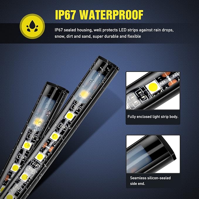 Nilight - TR-05 2PCS 60 Inch 180 LEDs Bed Strip Kit with Waterproof on/Off Switch Blade Fuse 2-Way Splitter Extension Cable for Cargo, Pickup Truck, SUV, RV, Boat , 2 Years Warranty