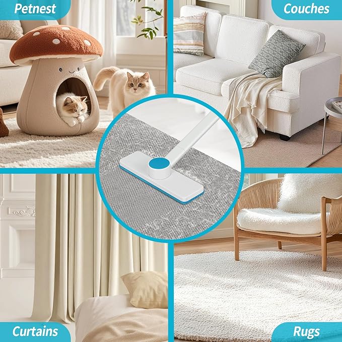 Pet Hair Removal Tool - Pet Hair Remover for Cat & Dog Hair Cleaning, Carpet Rake for Fabric Furniture, Pet Carpet Cleaner Come with Adhesive Hook Convenient to Hang & Store