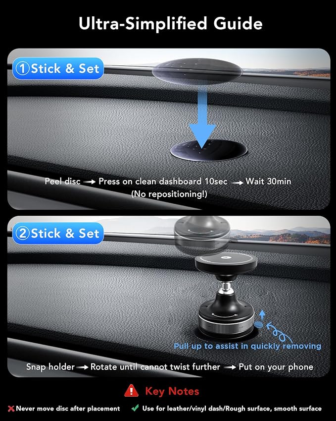 Upgraded for iPhone 17 Vacuum Magnetic Car Phone Holder,360° Adjustable Suction Cup Phone Mount, Mag-Safe car Mount 15W Wireless Charger Stand for Car, Makeup/Gym/Mirror, iPhone 16 15 14 13 12 Series