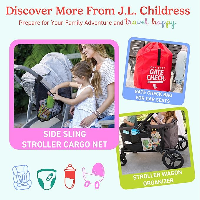 J.L. Childress Cool 'N Cargo Stroller and Wagon Cooler and Organizer - Universal Fit - Insulated - Attaches to Strollers, Wagons, Walkers and Wheelchairs - Large Capacity - Black