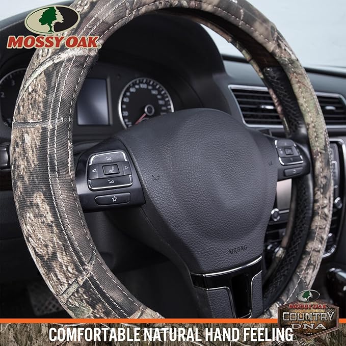 Mossy Oak Full Camo Steering Wheel Cover - Made from Premium Cotton Twill, Universal Fit for 14 1/2 to 15 inches - Official Licensed Product