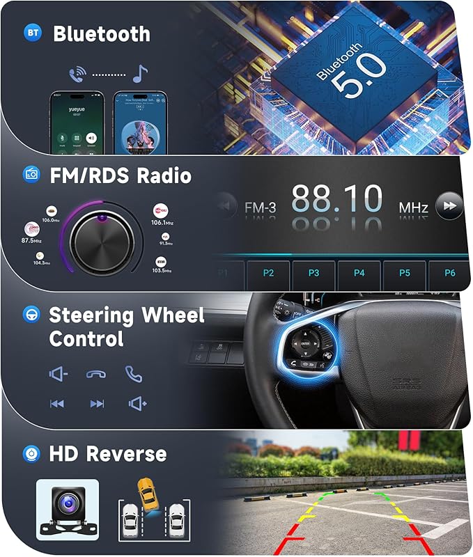 [8 CORE 4G+64G] Car Radio for Toyota Fortuner Hilux 2005-2014 with Wireless Carplay/Android Auto, 9.7 Inch Android 13 IPS Touch Screen Car Stereo, Bluetooth, GPS Navi, WiFi, SWC, DSP + Backup Camera