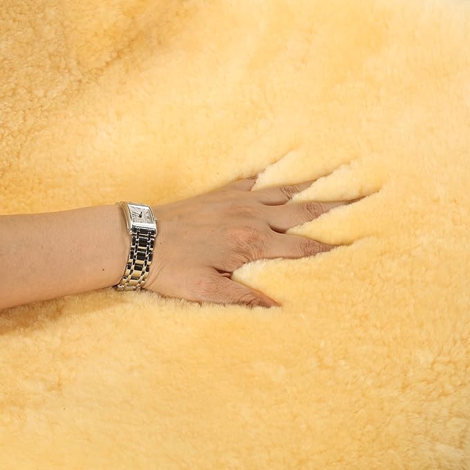 Natural Fur Sheepskin Universal car seat Covers for seat Cushion Auto Accessories (Yellow, Universal Fit Pack of 2)