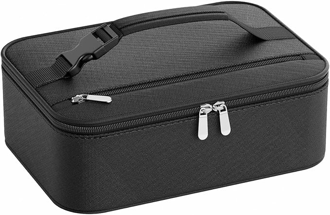 Small Lunch Box Insulated Lunch Bag for Women Men, Bento Kids Lunch Box, Compact Portable Thermal Meal Cooler Bags with Buckle Handle for Work & School, Black, 5L