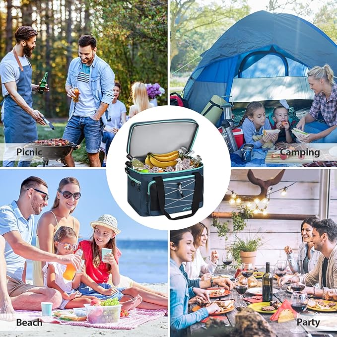 Maelstrom Portable Collapsible Soft Cooler Bag – 24/30/60 Cans Double-Deck Leakproof Ice Chest for Beach, Camping & Grocery