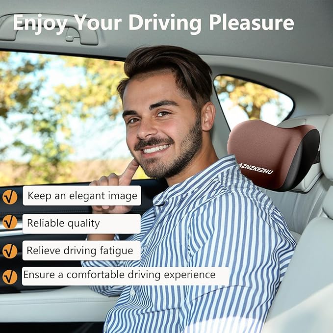 2025 Car Headrest & Lumbar Support Cushion, Car Lumbar Support Pillow and Neck Pillow Kit, Ergonomic Seat Headrest and Backseat for Neck Back Pain Relief (Brown)
