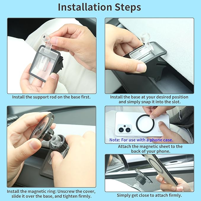 Phone Mount for Tesla New Model Y Juniper 2026 2025 Model 3 Highland Accessories Phone Holder Fit for All Phone MagSafe Car Mount [Strongest Magnet Power]