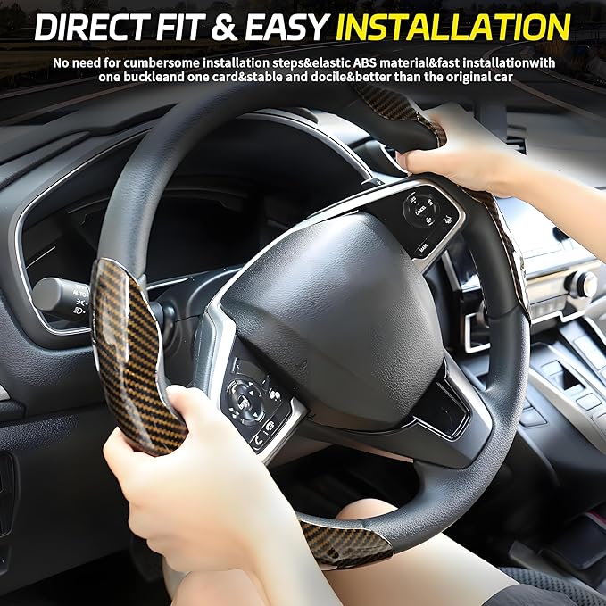 2 Pc Car Carbon Fiber Steering Wheel Cover, Anti-Skid & Scratch-Proof Ultra Thin Steering Wheel Cover Protector Men/Women,100% Universal Fit Steering Wheel,Car Accessories Gifts