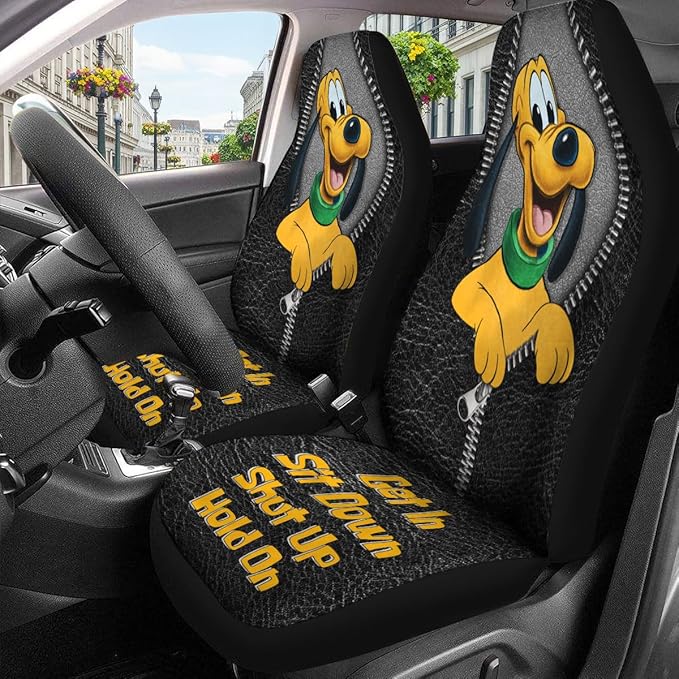 GENANY Cute Cartoon Dog Car Seat Covers Set of 2, Breathable Front Seat Covers for Truck Sedan SUV, Cartoon Car Accessories, Dog Gift for Women Men