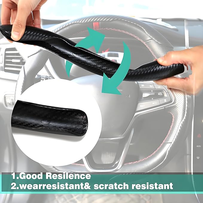 3 Pcs Carbon Fiber Car Steering Wheel Cover, Anti-Skid & Scratch-Proof,Segmented, Butterfly Thin Steering Wheel Cover Men/Women Universal Fit 14.5"-16" Wheel Covers for Cars/Truck/SUV