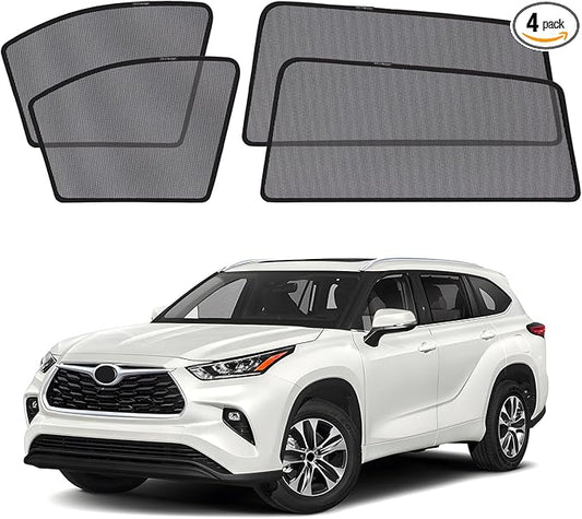 XCBYT Car Window Shades for 2021-2025 Highlander Sun Shade for Car Baby Side Window with Breathable Mesh Blocking 99% UV Glare and Privacy Protection Safe Driving for Napping Camping (4 PCS)