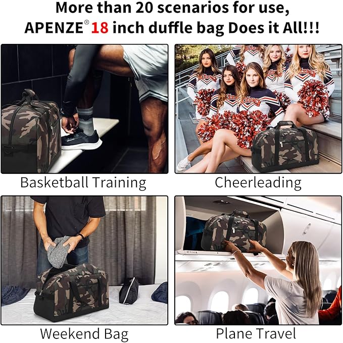 Small Gym Bag 18 inch Carry On Duffel Bag for Weekender Travel - Camouflage