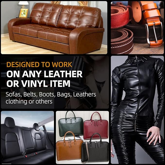 Leather Recoloring Balm, Leather Color Restorer, Leather Restorer for Couches, Leather Scratch Remover, Leather Scratch Repair, Leather Repair Kit for Furniture, Leather Dye (Black)