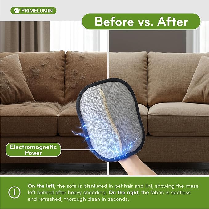 Pet Hair Remover Glove for Dogs & Cats – Upgraded Electrostatic Reusable Pet Hair Removal Mitt & Fur Remover Tool for Couch, Furniture, Sofa, Carpet, Car Seats & Clothes
