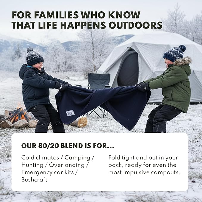 Woolly Mammoth Woolen Company Merino Wool Blanket - 80% Merino Wool - Camping Blankets for Cold Weather - Mositure-Wicking for Overlanding, Hunting, Emergency Kits, Bushcraft (66" x 90" Sandstone)