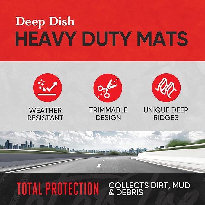 Motor Trend FlexTough Gray Floor Mats for Cars & Cargo Mat Full Set - All Weather Front & Rear Rubber Automotive Floors Mats & Cargo Liner for SUV, Car, & Van - Interior Trunk Mat & Floor Cover