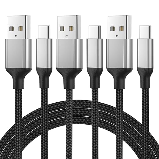 2FT USB C Charger Cable 3A, 3Pack USB A to Type C Charge Cord Fast Charging for Car, 2 Foot Android Braided USB-C Cable for iPhone 17 16 15 Pro Max Plus, iPad Pro, Galaxy S24 S23 S22,Note 20,Moto G,LG