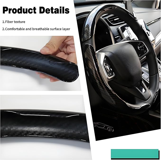 3 Pcs Carbon Fiber Car Steering Wheel Cover, Anti-Skid & Scratch-Proof,Segmented, Butterfly Thin Steering Wheel Cover Men/Women Wheel Covers Universal Fit 14.5"-16" for Cars/Truck/SUV