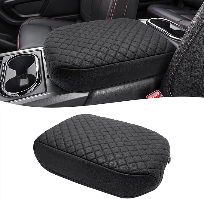 KBH Center Console Armrest Cover for Nissan Titan 2016-2024, Vinyl Leather Car Middle Console Lid Protector Arm Rest Cushion, Anti-Scratch, Black (ONLY for Bucket Seat Console)