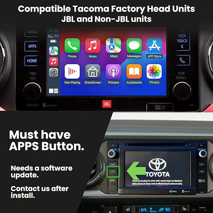 Wireless/Wired Adapter for CarPlay Android Auto Compatible with Toyota Tacoma 2014-2019 Entune 2.0 High Definition Audio High Screen Resolution.