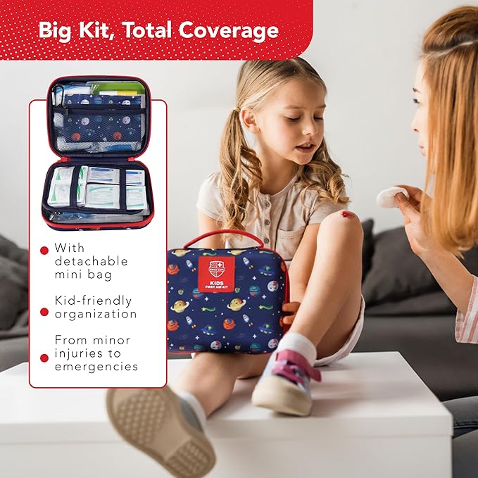 Swiss Safe First Aid Kit for Kids 246 Pieces - for Travel, Home & Car Emergency Kit, Baby & Toddler First Aid, Small Portable Kit with Mini Bag