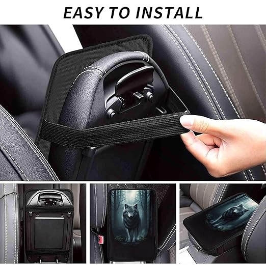 Tree Wolf Car Auto Armrest Cushion Cover Accessories Center Console Seat Box Pad Protector Universal Decoration for Most Vehicle SUV Truck