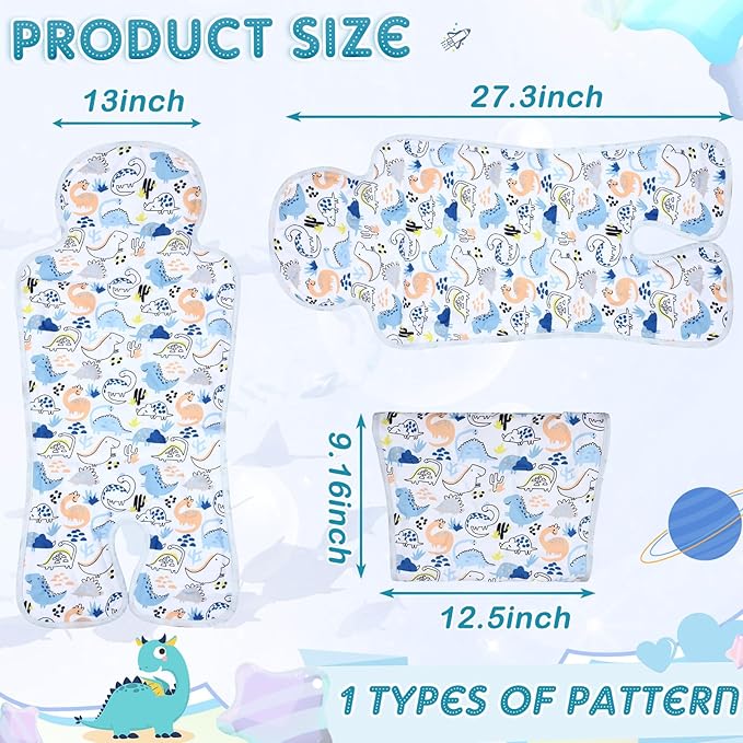Pinkunn Gel Car Seat Baby Cooling Pad for Summer Breathable Stroller Cooler Pad Multifunctional Carseat Cooling Mat for Baby Child Dining Chair Safety Seat Stroller(Blue,Dinosaur)