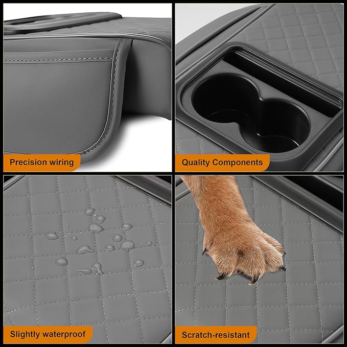 Armrest Cover for Car Fit for Jeep Gladiator - Center Console Cover with Cup Holders and 2 Storage Pockets(Grey)