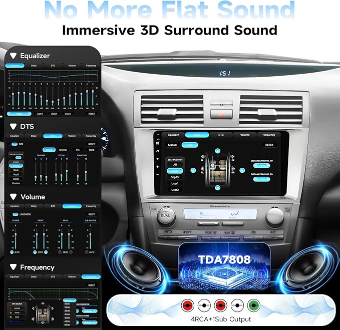Dasaita 6GB+64GB Car Stereo Radio for Toyota Camry 2007-2011 with Wireless Carplay & Android Auto, Android 13 GPS Navigation Head Unit, 9" QLED Touchscreen, Plug and Play, Voice Control