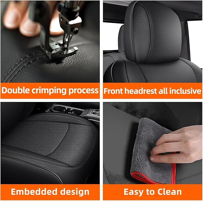 AOMSAZTO Front Car Seat Covers for Jeep Gladiator JT 2020 2021 2022 2023 2024 2025 2026 Custom Fit Car Seat Cover - Front Row Only Faux Leather (Black)