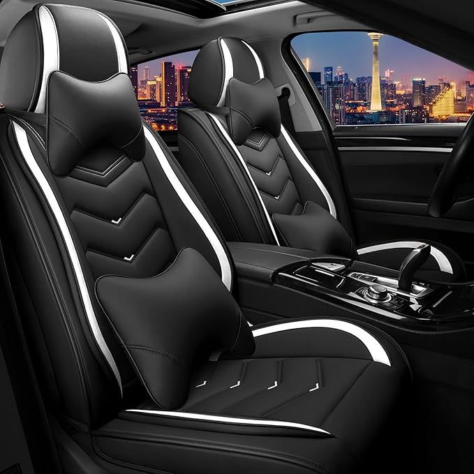 CTDS Car Seat Covers for Honda Accord 2000-2026, Stylish Sport Seat Cover, Premium Nappa Leather Car Seat Cover. Automobile Seat Covers Sets.(Luxury 2 Seats/Black White)