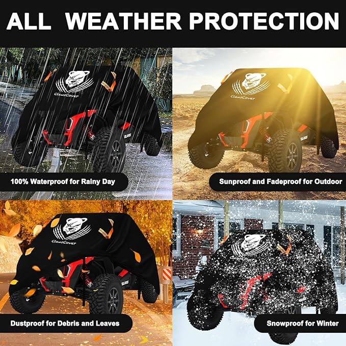 UTV Cover 2-3 Seaters Waterproof Outdoor,Side by Side Cover,Thickened 420D Oxford Cloth All Weather Protection,Compatible with Polaris Ranger RZR Can-am Defender Kawasaki Mule Honda Pioneer,130x58x73