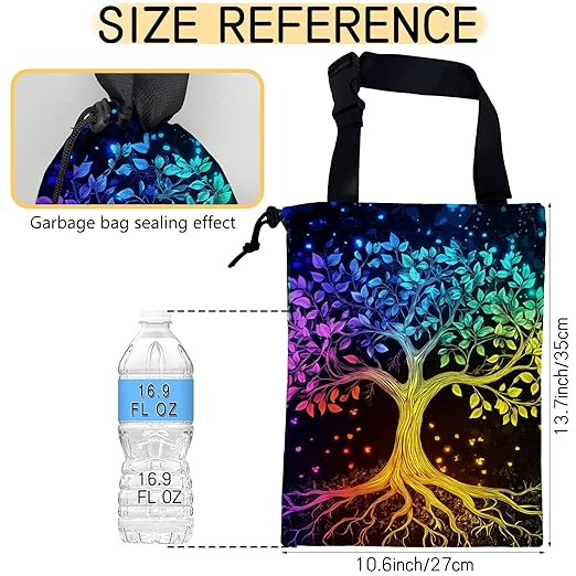 Multicolor Tree Car Garbage Bag, Small Car Trash Bag Hanging Back of Seat,Drawstring Car Trash Bag with Adjustable Buckle,Car Accessories for Camping Travelling